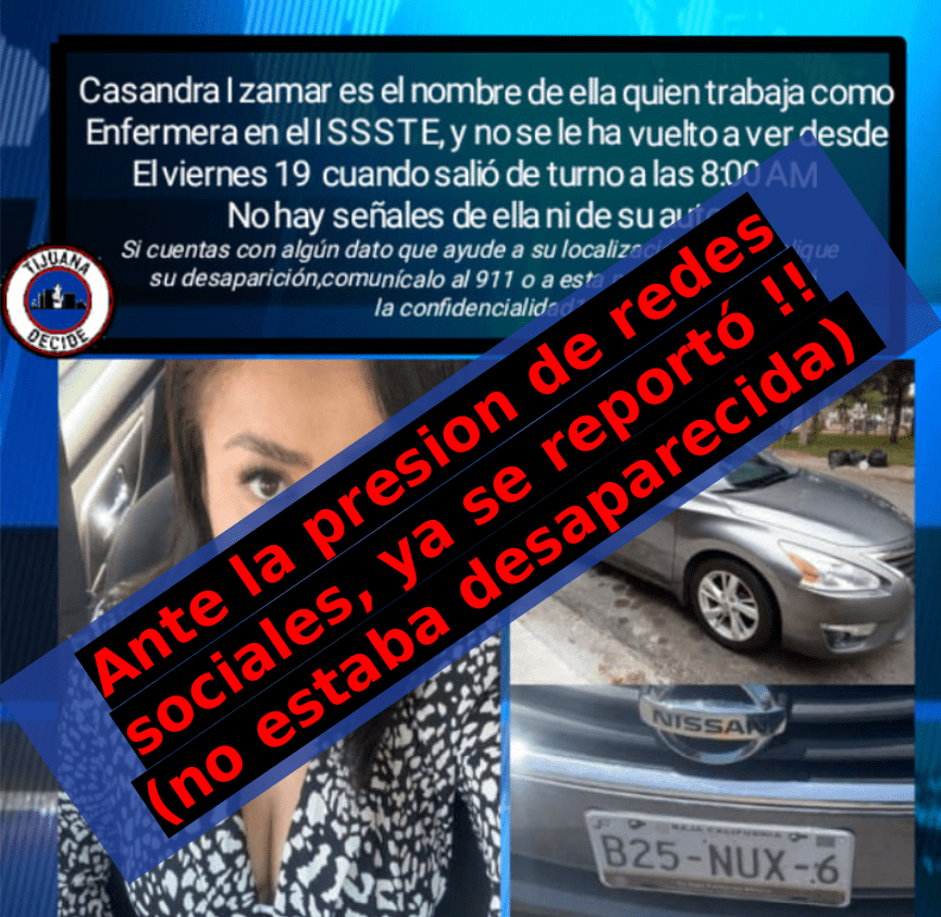 Ante la presion de redessociales, ya se reportó !!(no estaba&nbsp;desaparecida)