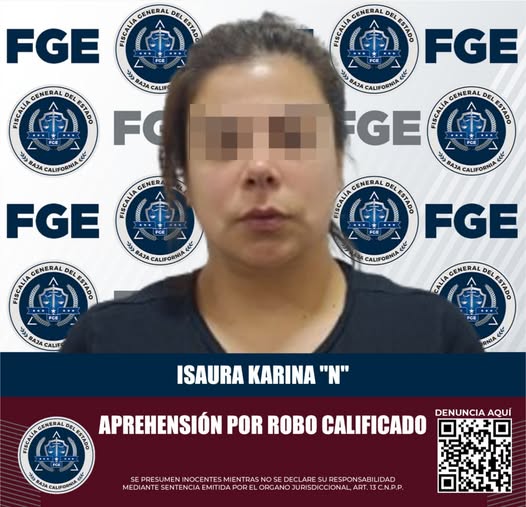 MUJER FUE APREHENDIDA POR AGENTES ESTATALES DE INVESTIGACIÓN POR EL DELITO DE ROBO&nbsp;CALIFICADO