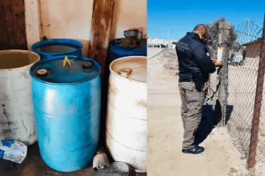 OPERATIVO DESCUBRE CENTRO DE COMERCIO ILÍCITO DE COMBUSTIBLE EN ZONA RURAL; RECUPERAN 41 RECIPIENTES Y VEHÍCULO SUSTRAÍDO